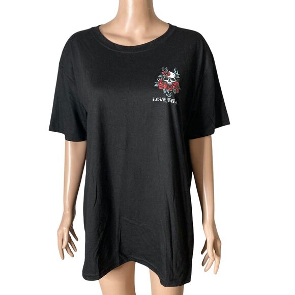 Love Kills T-shirt Mens Large Skull Roses rgstr couture - Picture 2 of 8